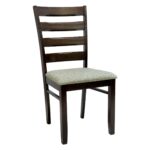 SBF Solid Wooden Dining Chair with Fabric Cushion Seat, Malaysian Rubber Wood Dining Chair, Wenge