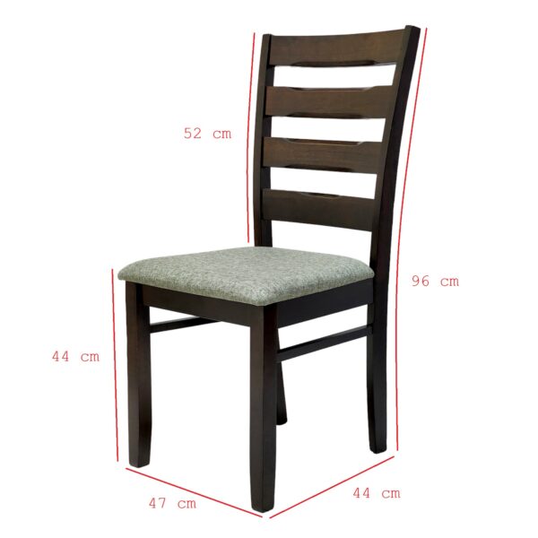 SBF Solid Wooden Dining Chair with Fabric Cushion Seat, Malaysian Rubber Wood Dining Chair, Wenge