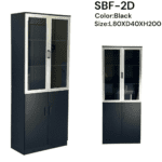 Modern 2 Door Wooden File Cabinet & Book Shelf Glass