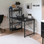 SBF Computer Desk Table with Shelves, 4 Tier Study Table with Bookshelf Desk Storage Reversible Study Table Office Corner Desk with Shelves Home Office Desk Easy Assemble 120x60x75cm