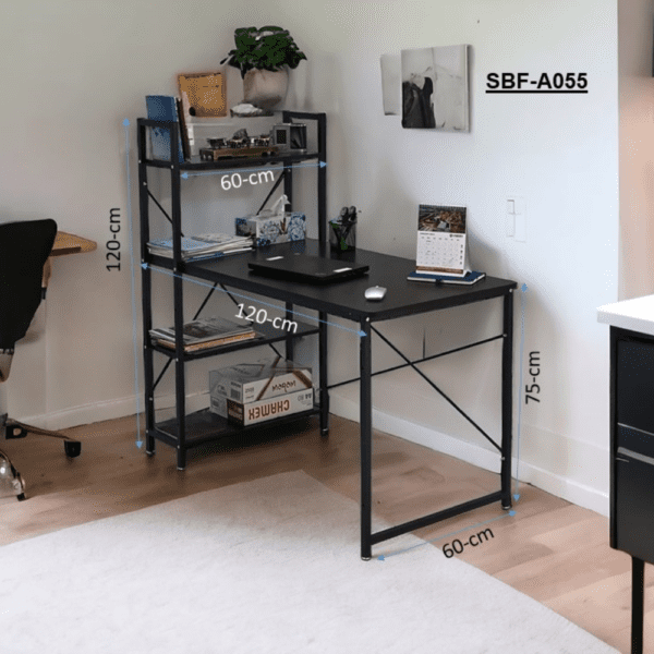 SBF Computer Desk Table with Shelves, 4 Tier Study Table with Bookshelf Desk Storage Reversible Study Table Office Corner Desk with Shelves Home Office Desk Easy Assemble 120x60x75cm