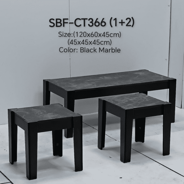SBF Modern Design Coffee Table, 1+2 set with Melamine Table tops & Legs, for Living Room Bedroom Balcony and Office, Size: Big Table (120x60x45cm) Small Tables Size (45x45x45cm