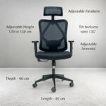 SBF Ergonomic Mesh Office Chair - Adjustable Headrest and Armrests, Tilt Backrest, Lumbar Support, Fabric Seat, Swivel Manager Chair, Black