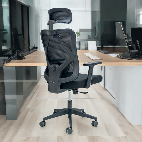 SBF Ergonomic Mesh Office Chair - Adjustable Headrest and Armrests, Tilt Backrest, Lumbar Support, Fabric Seat, Swivel Manager Chair, Black