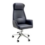 SBF Executive High Back Office Chair - Ergonomic PU Leather Recliner, Height Adjustable, Tilt Back, Chrome Base, for Home and Office, Black