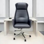 SBF Executive High Back Office Chair - Ergonomic PU Leather Recliner, Height Adjustable, Tilt Back, Chrome Base, for Home and Office, Black