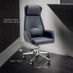 SBF Executive High Back Office Chair - Ergonomic PU Leather Recliner, Height Adjustable, Tilt Back, Chrome Base, for Home and Office, Black