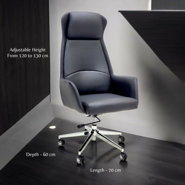 SBF Executive High Back Office Chair - Ergonomic PU Leather Recliner, Height Adjustable, Tilt Back, Chrome Base, for Home and Office, Black