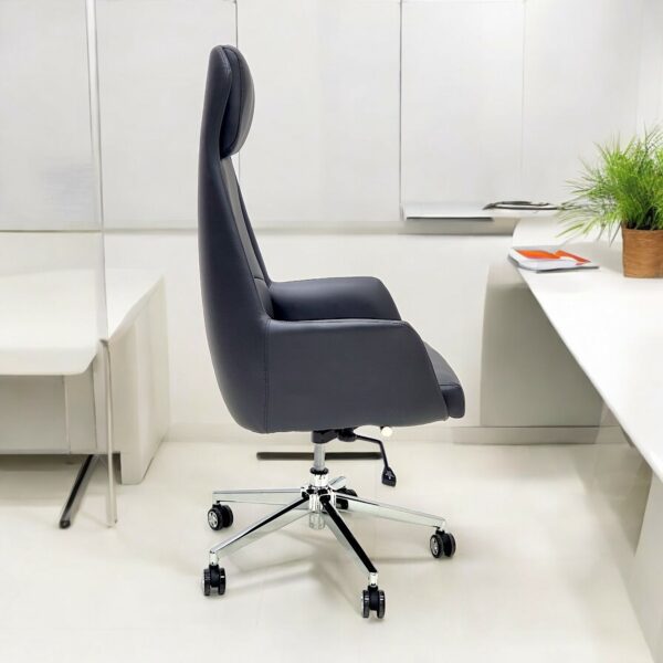 SBF Executive High Back Office Chair - Ergonomic PU Leather Recliner, Height Adjustable, Tilt Back, Chrome Base, for Home and Office, Black