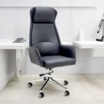 SBF Executive High Back Office Chair - Ergonomic PU Leather Recliner, Height Adjustable, Tilt Back, Chrome Base, for Home and Office, Black