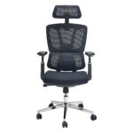 SBF Executive Mesh Office Chair - 3D Armrests, Adjustable Headrest and Backrest, Ergonomic Lumbar Support, Comfort Fabric Seat, Chrome Base, Swivel Manager Chair, Black