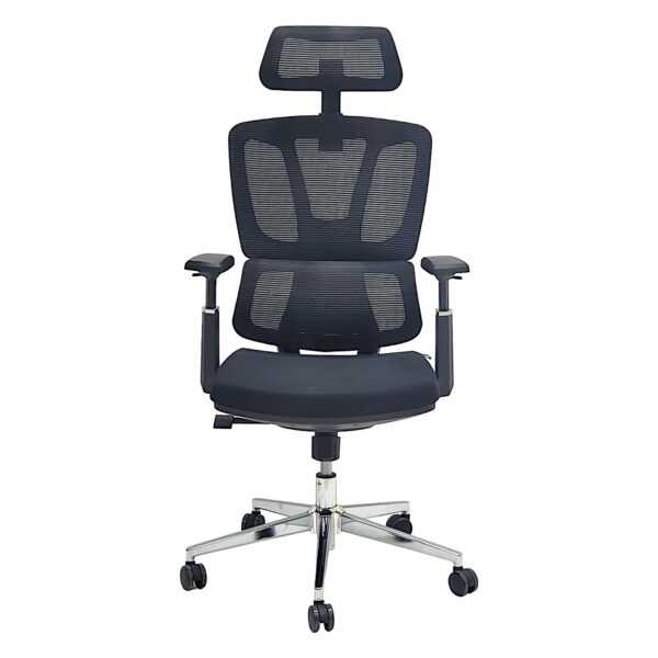 SBF Executive Mesh Office Chair - 3D Armrests, Adjustable Headrest and Backrest, Ergonomic Lumbar Support, Comfort Fabric Seat, Chrome Base, Swivel Manager Chair, Black