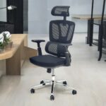 SBF Executive Mesh Office Chair - 3D Armrests, Adjustable Headrest and Backrest, Ergonomic Lumbar Support, Comfort Fabric Seat, Chrome Base, Swivel Manager Chair, Black