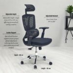 SBF Executive Mesh Office Chair - 3D Armrests, Adjustable Headrest and Backrest, Ergonomic Lumbar Support, Comfort Fabric Seat, Chrome Base, Swivel Manager Chair, Black