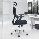 SBF Executive Mesh Office Chair - 3D Armrests, Adjustable Headrest and Backrest, Ergonomic Lumbar Support, Comfort Fabric Seat, Chrome Base, Swivel Manager Chair, Black