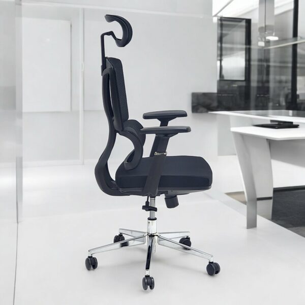 SBF Executive Mesh Office Chair - 3D Armrests, Adjustable Headrest and Backrest, Ergonomic Lumbar Support, Comfort Fabric Seat, Chrome Base, Swivel Manager Chair, Black