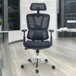 SBF Executive Mesh Office Chair - 3D Armrests, Adjustable Headrest and Backrest, Ergonomic Lumbar Support, Comfort Fabric Seat, Chrome Base, Swivel Manager Chair, Black