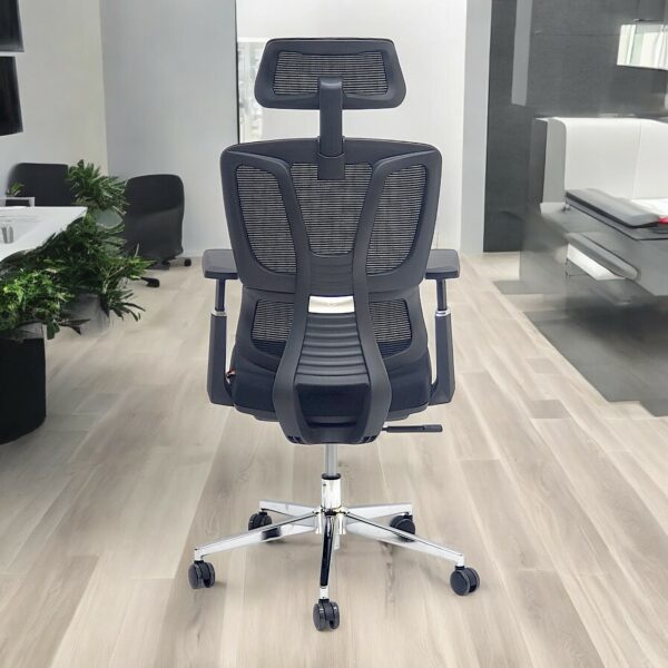 SBF Executive Mesh Office Chair - 3D Armrests, Adjustable Headrest and Backrest, Ergonomic Lumbar Support, Comfort Fabric Seat, Chrome Base, Swivel Manager Chair, Black