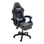SBF High Back Gaming Chair with Footrest - Premium Leather, Padded Armrests, Adjustable Height, Headrest Cushion & Reclining Backrest, Swivel Office Computer Chair, Black
