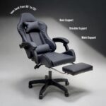 SBF High Back Gaming Chair with Footrest - Premium Leather, Padded Armrests, Adjustable Height, Headrest Cushion & Reclining Backrest, Swivel Office Computer Chair, Black