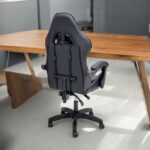 SBF High Back Gaming Chair with Footrest - Premium Leather, Padded Armrests, Adjustable Height, Headrest Cushion & Reclining Backrest, Swivel Office Computer Chair, Black