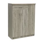 SBF Wooden Shoe Cabinet with 3 Doors and 1 Drawer, 5-Tier Large Storage Shoe Organizer, Thailand Design, Shoe Rack for Hallway and Living Room, Oak