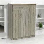 SBF Wooden Shoe Cabinet with 3 Doors and 1 Drawer, 5-Tier Large Storage Shoe Organizer, Thailand Design, Shoe Rack for Hallway and Living Room, Oak