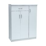 SBF Wooden Shoe Cabinet with 3 Doors and 1 Drawer, 5-Tier Large Storage Shoe Organizer, Thailand Design, Shoe Rack for Hallway and Living Room, White