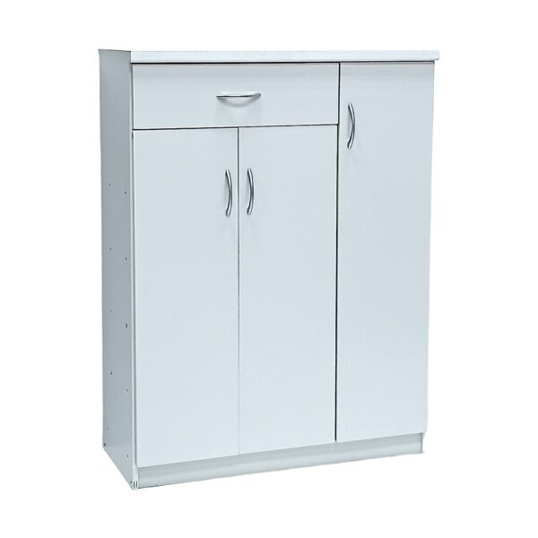 SBF Wooden Shoe Cabinet with 3 Doors and 1 Drawer, 5-Tier Large Storage Shoe Organizer, Thailand Design, Shoe Rack for Hallway and Living Room, White