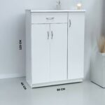 SBF Wooden Shoe Cabinet with 3 Doors and 1 Drawer, 5-Tier Large Storage Shoe Organizer, Thailand Design, Shoe Rack for Hallway and Living Room, White