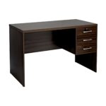 SBF Wooden Writing Table with Three Drawers, Office Table with Lockable Top Drawer, Computer Desk for Study and Work, Ideal Laptop Table for Home and Office, Walnut