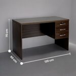 SBF Wooden Writing Table with Three Drawers, Office Table with Lockable Top Drawer, Computer Desk for Study and Work, Ideal Laptop Table for Home and Office, Walnut