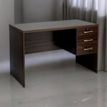 SBF Wooden Writing Table with Three Drawers, Office Table with Lockable Top Drawer, Computer Desk for Study and Work, Ideal Laptop Table for Home and Office, Walnut