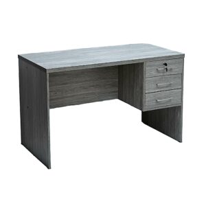 SBF Wooden Writing Table with Three Drawers, Office Table with Lockable Top Drawer, Computer Desk for Study and Work, Ideal Laptop Table for Home and Office, Grey