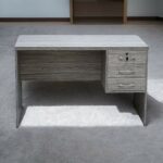 SBF Wooden Writing Table with Three Drawers, Office Table with Lockable Top Drawer, Computer Desk for Study and Work, Ideal Laptop Table for Home and Office, Grey