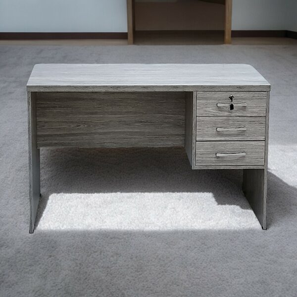 SBF Wooden Writing Table with Three Drawers, Office Table with Lockable Top Drawer, Computer Desk for Study and Work, Ideal Laptop Table for Home and Office, Grey
