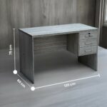 SBF Wooden Writing Table with Three Drawers, Office Table with Lockable Top Drawer, Computer Desk for Study and Work, Ideal Laptop Table for Home and Office, Grey