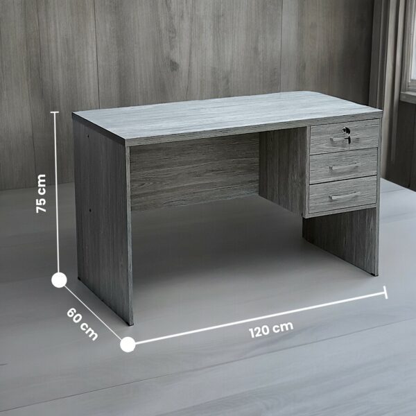 SBF Wooden Writing Table with Three Drawers, Office Table with Lockable Top Drawer, Computer Desk for Study and Work, Ideal Laptop Table for Home and Office, Grey