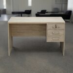 SBF Wooden Writing Table with Three Drawers, Office Table with Lockable Top Drawer, Computer Desk for Study and Work, Ideal Laptop Table for Home and Office, Beige