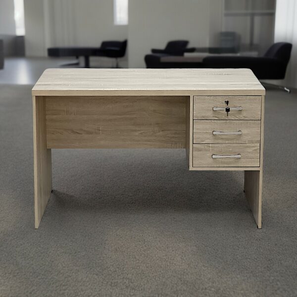 SBF Wooden Writing Table with Three Drawers, Office Table with Lockable Top Drawer, Computer Desk for Study and Work, Ideal Laptop Table for Home and Office, Beige