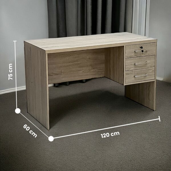 SBF Wooden Writing Table with Three Drawers, Office Table with Lockable Top Drawer, Computer Desk for Study and Work, Ideal Laptop Table for Home and Office, Beige