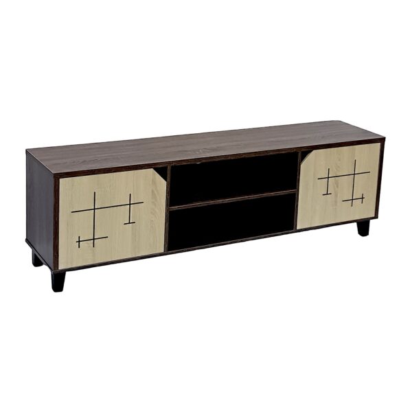 SBF Wooden TV Rack - Melamine Entertainment Unit, Modern Style TV Table, Fits TVs up to 75 Inches, 180 cm TV Cabinet for Living Room, Walnut Beige