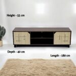 SBF Wooden TV Rack - Melamine Entertainment Unit, Modern Style TV Table, Fits TVs up to 75 Inches, 180 cm TV Cabinet for Living Room, Walnut Beige