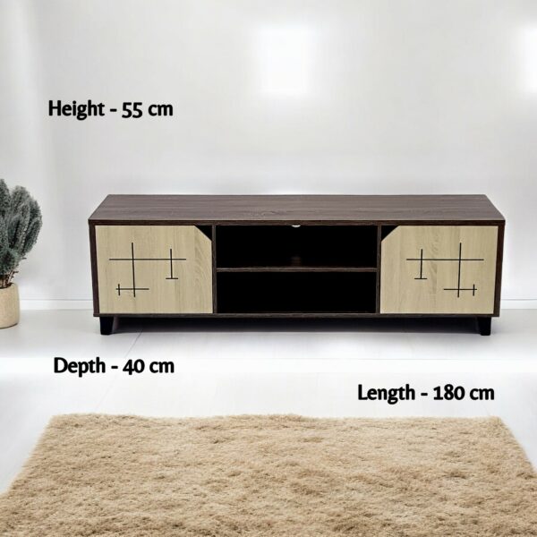 SBF Wooden TV Rack - Melamine Entertainment Unit, Modern Style TV Table, Fits TVs up to 75 Inches, 180 cm TV Cabinet for Living Room, Walnut Beige