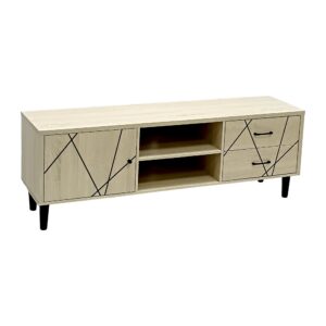 SBF Wooden TV Rack - Melamine Entertainment Unit, Modern Style TV Table, Fits TVs up to 75 Inches, 180 cm TV Cabinet for Living Room, Beige