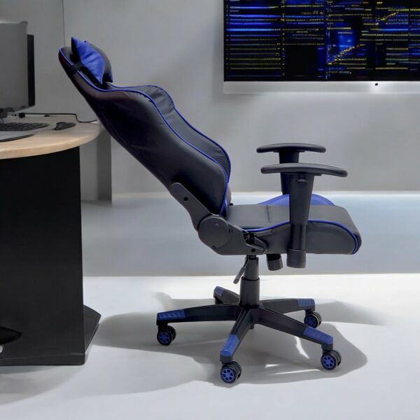 SBF High Back Faux Leather Gaming Chair with 2D Armrests - Reclining Office Chair with Adjustable Height, Headrest, Lumbar Support, Ergonomic Swivel Computer Chair, Blue Black